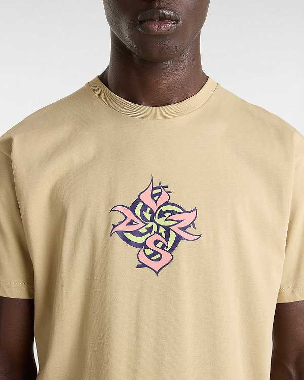 Beige Men Vans Orbits T Shirts Canada | VN5203487