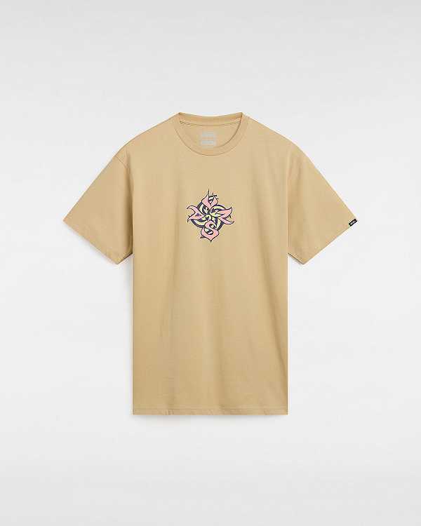 Beige Men Vans Orbits T Shirts Canada | VN5203487