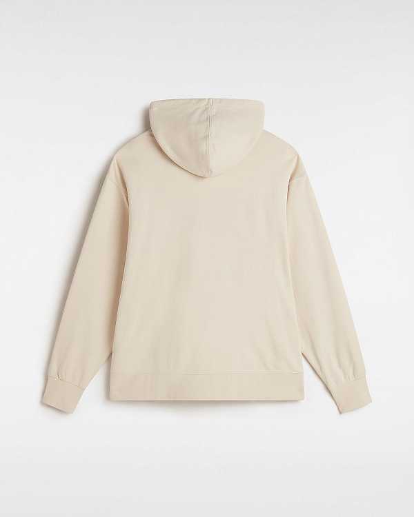 Beige Men Vans Premium Oversized Pullover Logo Hoodie Canada | VN9307284