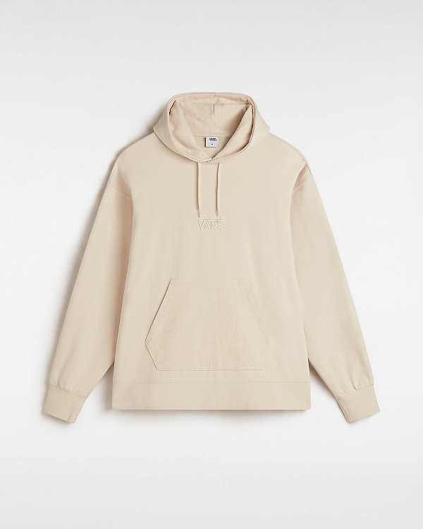 Beige Men Vans Premium Oversized Pullover Logo Hoodie Canada | VN9307284