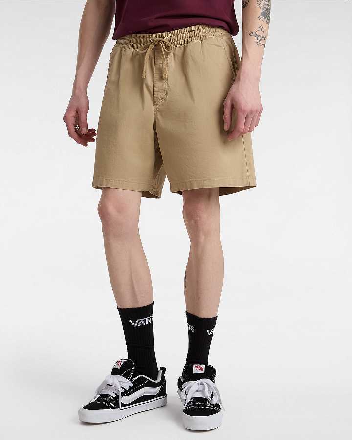 Beige Men Vans Range Relaxed Elastic Shorts Canada | VN9485301