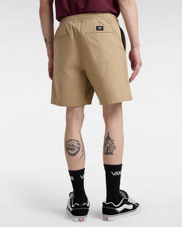 Beige Men Vans Range Relaxed Elastic Shorts Canada | VN9485301