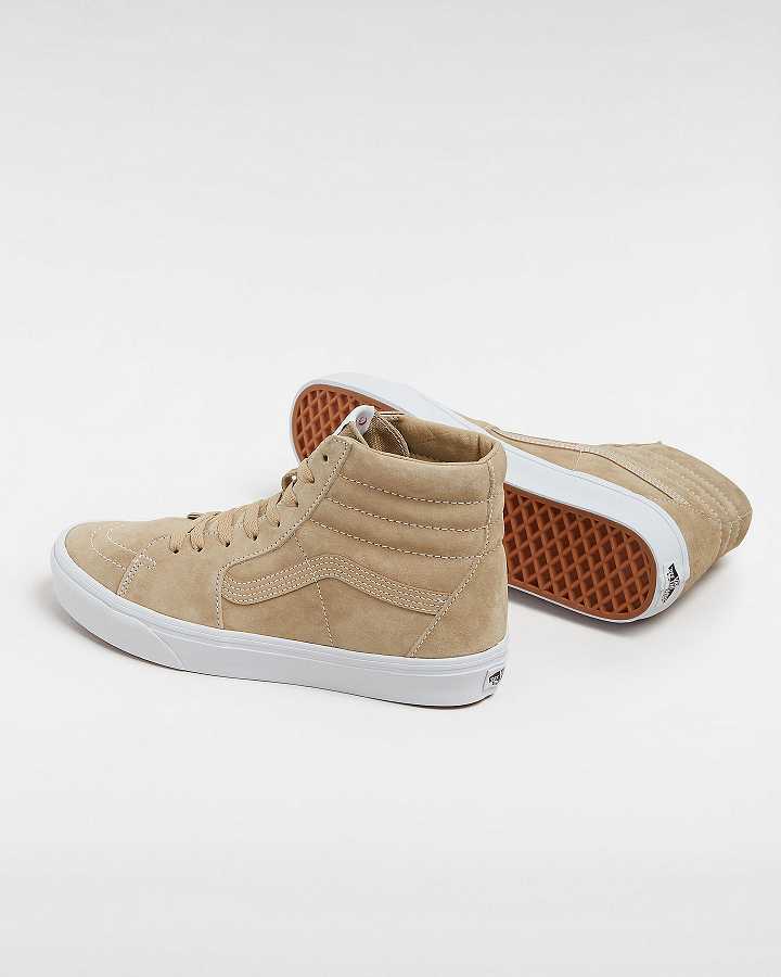 Beige Men Vans Sk8-Hi Pig Suede Skate Shoes Canada | VN9851234