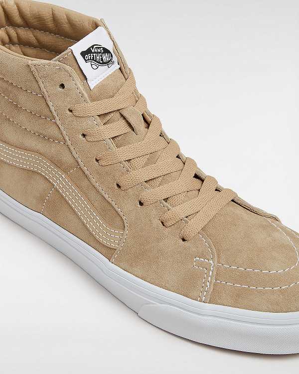 Beige Men Vans Sk8-Hi Pig Suede Skate Shoes Canada | VN9851234