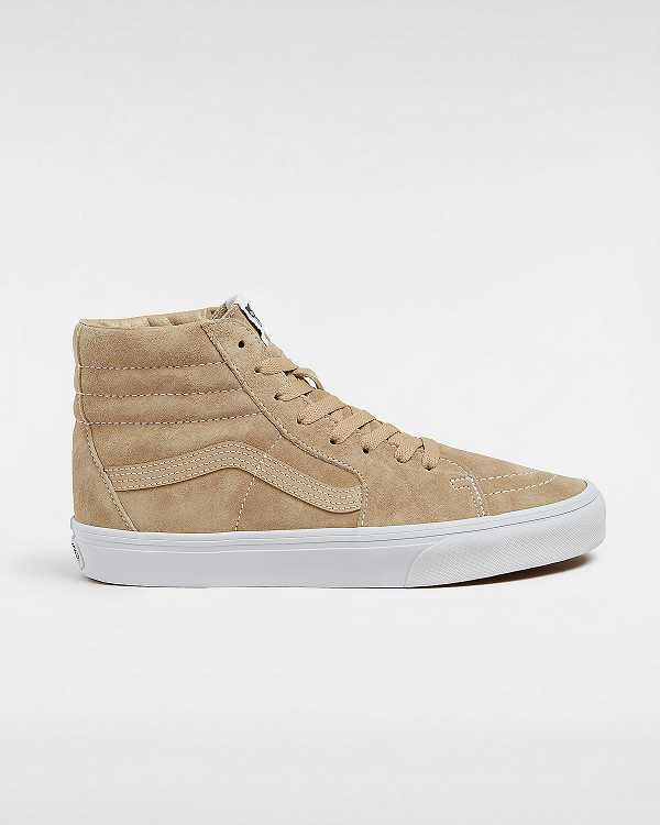 Beige Men Vans Sk8-Hi Pig Suede Skate Shoes Canada | VN9851234
