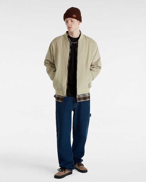 Beige Men Vans Skate Cord Bomber Jackets Canada | VN5942071