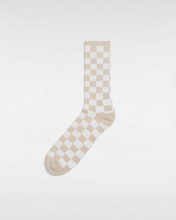 Beige Unisex Vans Checkerboard Crew (1 Pair) Socks Canada | VN2768305