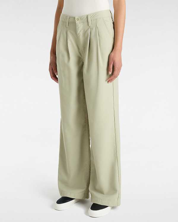 Beige Women Vans Alder Relaxed Pleated Pants Canada | VN1045963