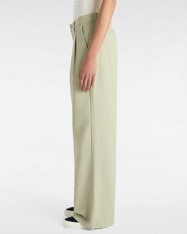 Beige Women Vans Alder Relaxed Pleated Pants Canada | VN1045963