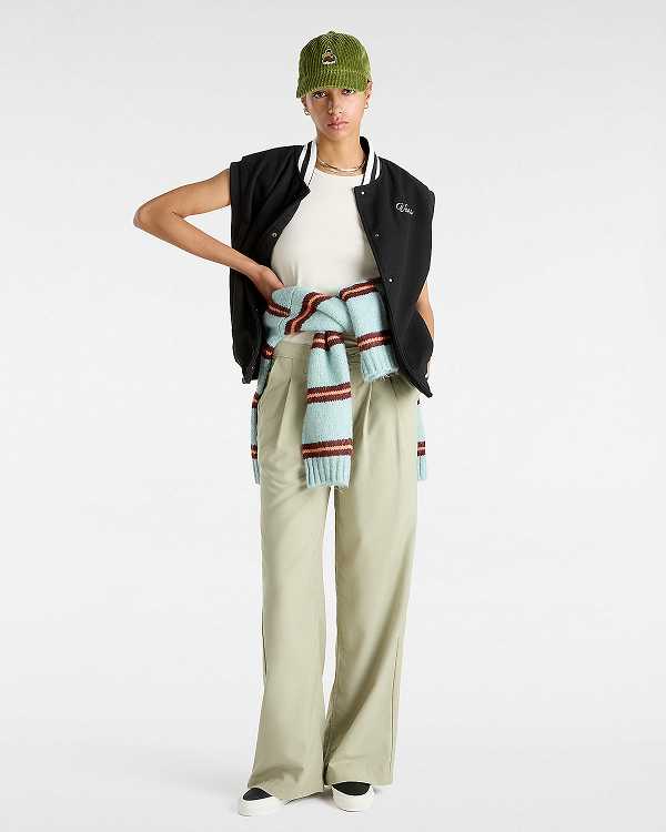 Beige Women Vans Alder Relaxed Pleated Pants Canada | VN1045963