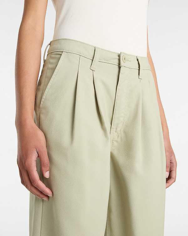 Beige Women Vans Alder Relaxed Pleated Pants Canada | VN1045963