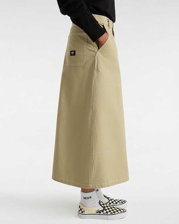 Beige Women Vans Codey Long Flare Utility Skirt Canada | VN4812056