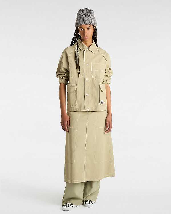Beige Women Vans Codey Long Flare Utility Skirt Canada | VN4812056