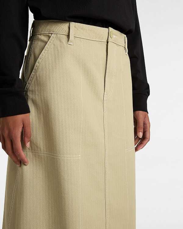 Beige Women Vans Codey Long Flare Utility Skirt Canada | VN4812056