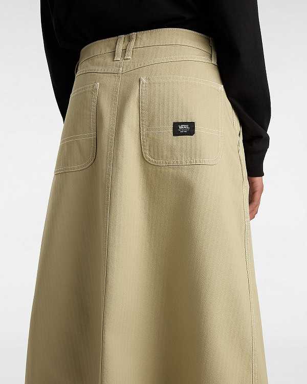 Beige Women Vans Codey Long Flare Utility Skirt Canada | VN4812056