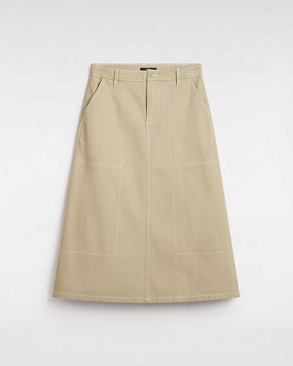 Beige Women Vans Codey Long Flare Utility Skirt Canada | VN4812056