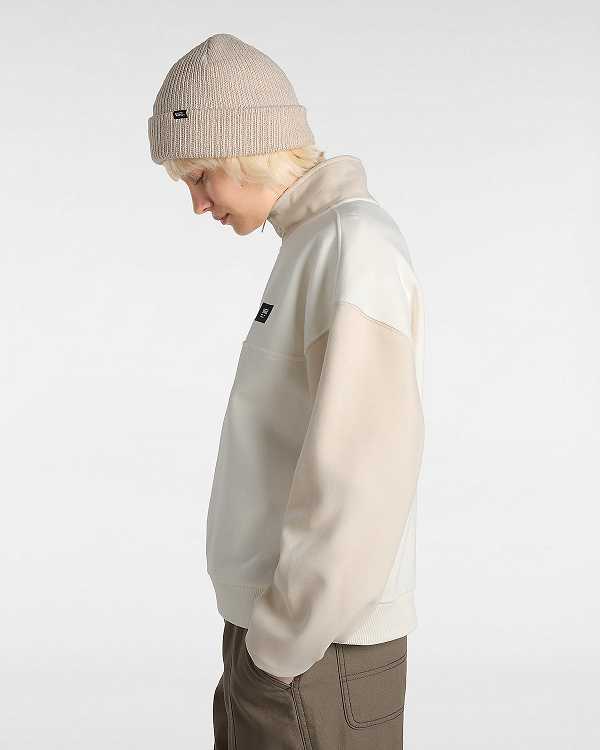 Beige Women Vans Colorblock Half Zip Mock Neck Sweatshirt Canada | VN2406879