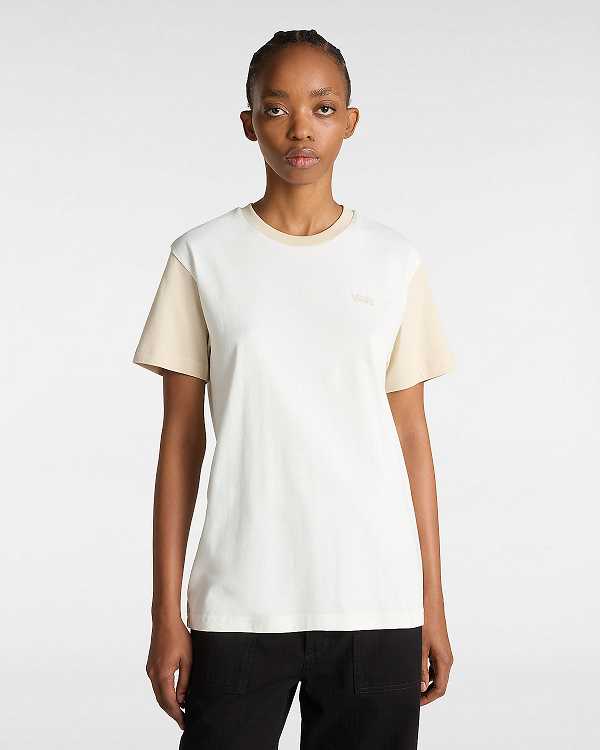 Beige Women Vans Colorblock T Shirts Canada | VN8413650