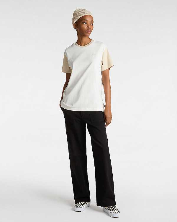 Beige Women Vans Colorblock T Shirts Canada | VN8413650