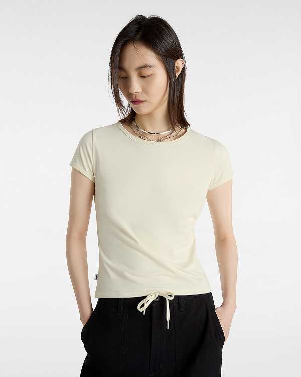 Beige Women Vans Premium Short Sleeve Baby T Shirts Canada | VN6189237