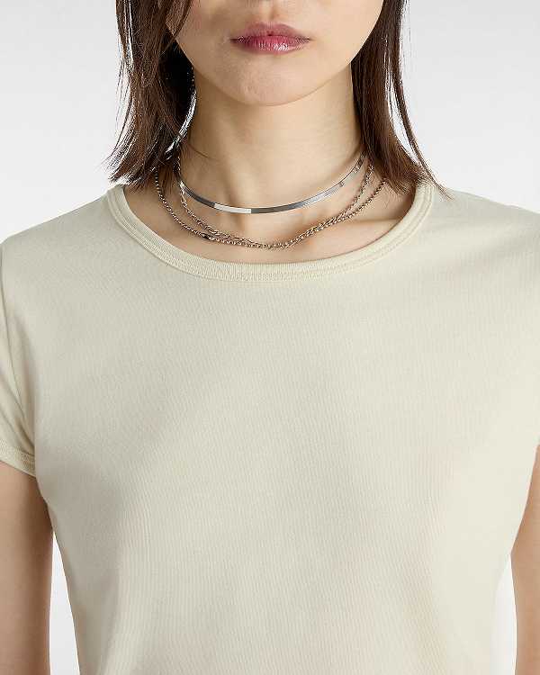 Beige Women Vans Premium Short Sleeve Baby T Shirts Canada | VN6189237