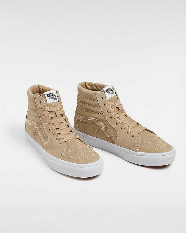 Beige Women Vans Sk8-Hi Pig Suede Skate Shoes Canada | VN0251984