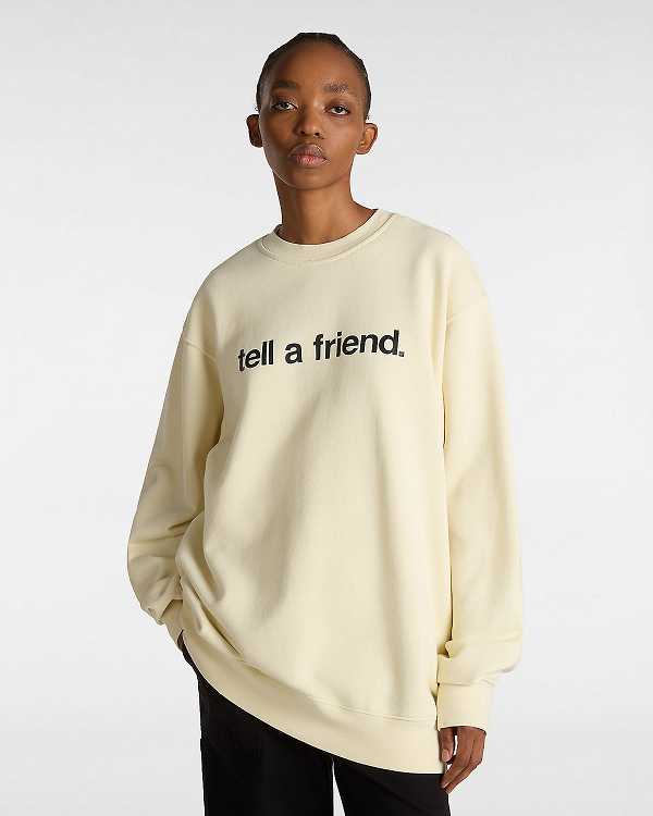 Beige Women Vans Tell a Friend Crew Sweatshirt Canada | VN3409872