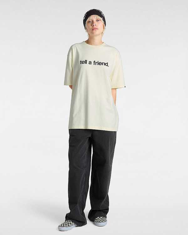 Beige Women Vans Tell a Friend T Shirts Canada | VN1895237