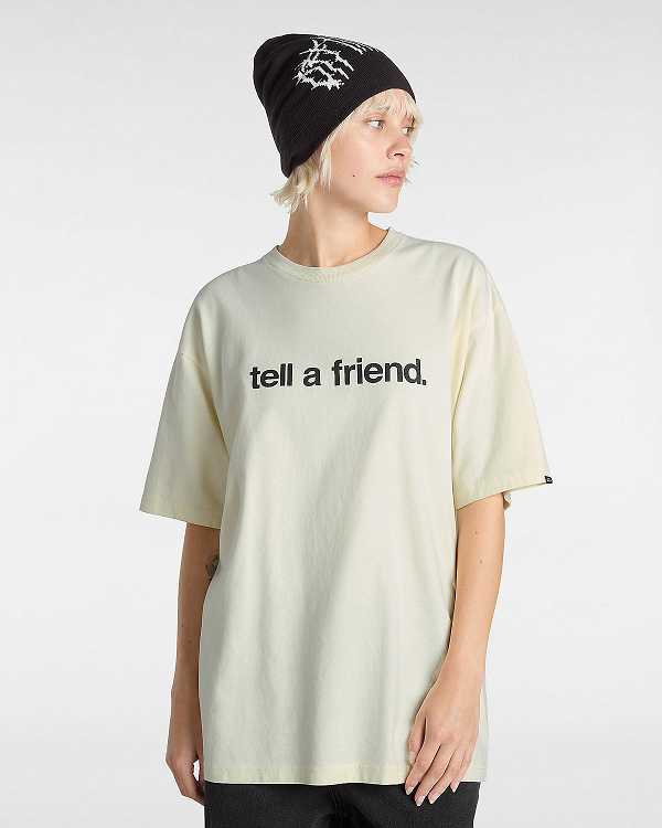 Beige Women Vans Tell a Friend T Shirts Canada | VN1895237