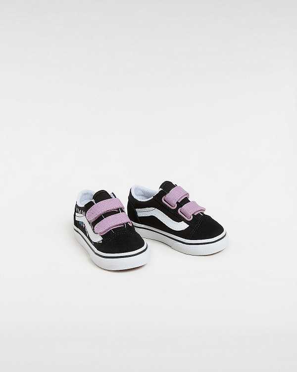 Black Kids' Vans Old Skool Hook And Loop (1-4 Years) Sneakers Canada | VN6409852