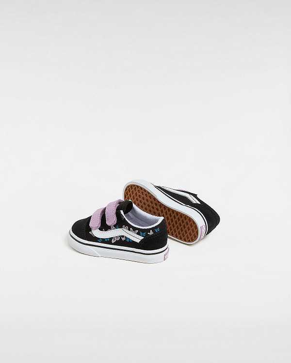 Black Kids' Vans Old Skool Hook And Loop (1-4 Years) Sneakers Canada | VN6409852