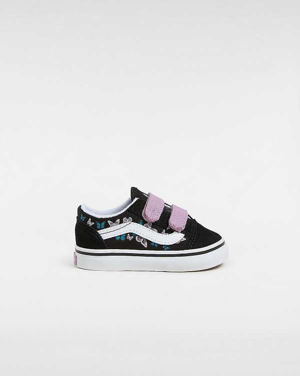 Black Kids\' Vans Old Skool Hook And Loop (1-4 Years) Sneakers Canada | VN6409852