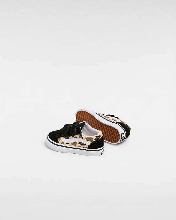 Black Kids' Vans Old Skool Hook and Loop Glitter (1-4 Years) Sneakers Canada | VN3751489