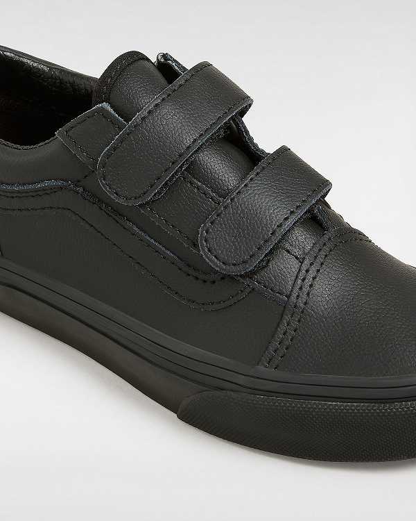 Black Kids' Vans Old Skool Hook and Loop Classic Tumble (4-8 Years) Sneakers Canada | VN9547863