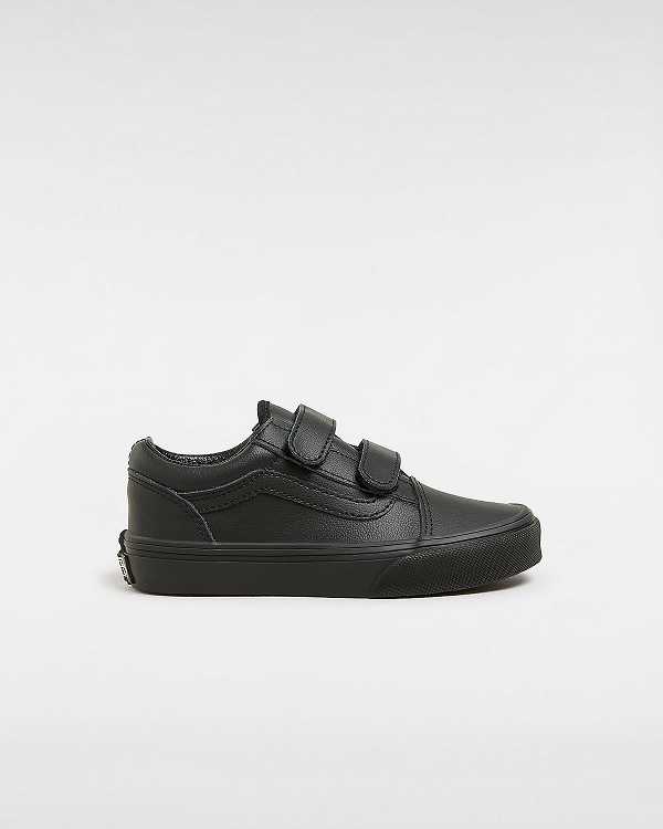 Black Kids\' Vans Old Skool Hook and Loop Classic Tumble (4-8 Years) Sneakers Canada | VN9547863
