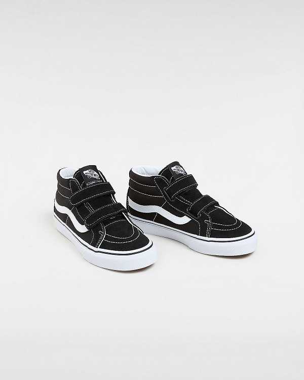 Black Kids' Vans Sk8-Mid Reissue Hook And Loop (8-14+ years) Sneakers Canada | VN7210538