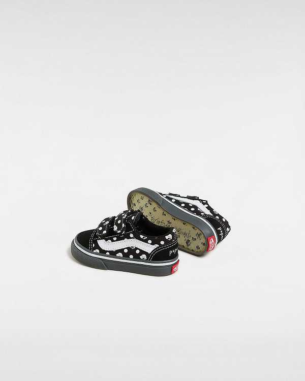 Black Kids' Vans Vans X Papergirl Old Skool Hook and Loop (1-4 Years) Sneakers Canada | VN7406281