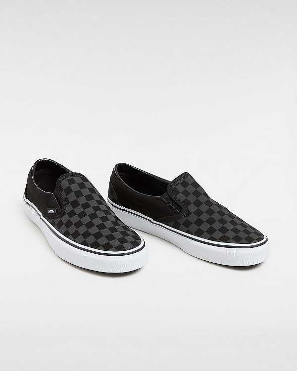 Black Men Vans Checkerboard Classic Slip On Shoes Canada | VN6085437