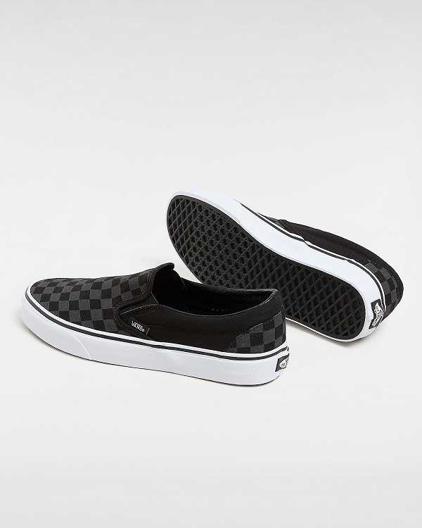 Black Men Vans Checkerboard Classic Slip On Shoes Canada | VN6085437