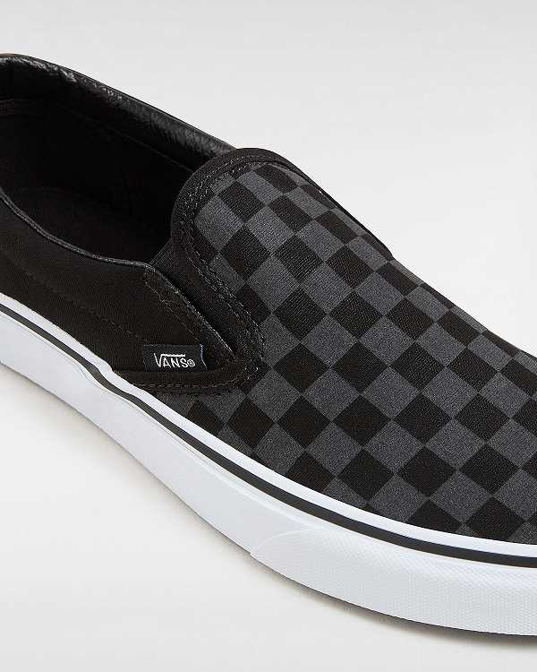 Black Men Vans Checkerboard Classic Slip On Shoes Canada | VN6085437