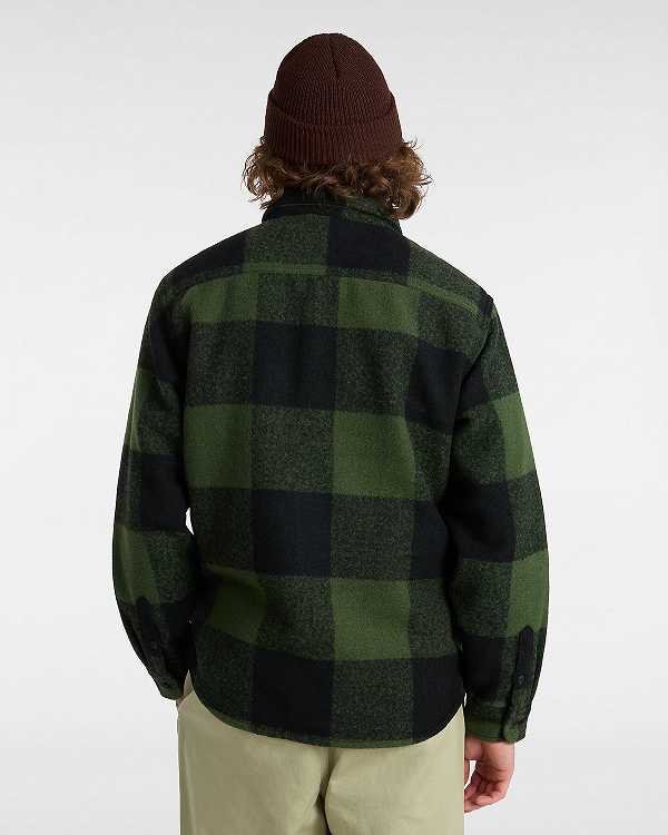 Black Men Vans Denby Fuzzy Shacket Shirts Canada | VN7361820
