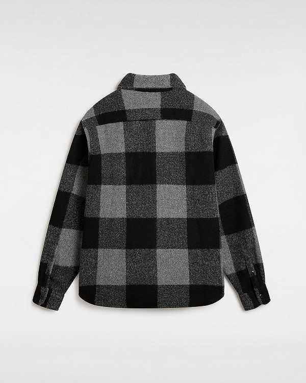 Black Men Vans Denby Fuzzy Shacket Shirts Canada | VN2093164