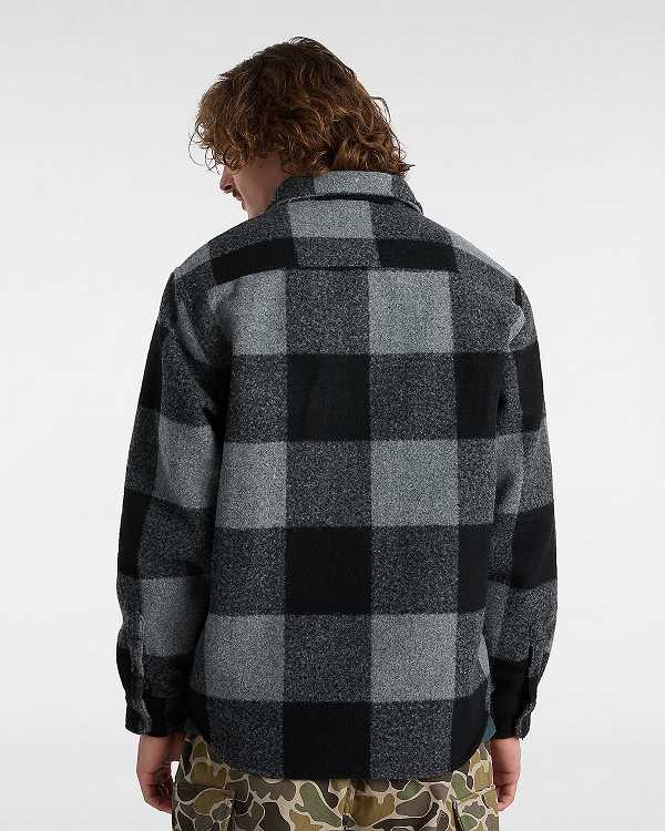 Black Men Vans Denby Fuzzy Shacket Shirts Canada | VN2093164