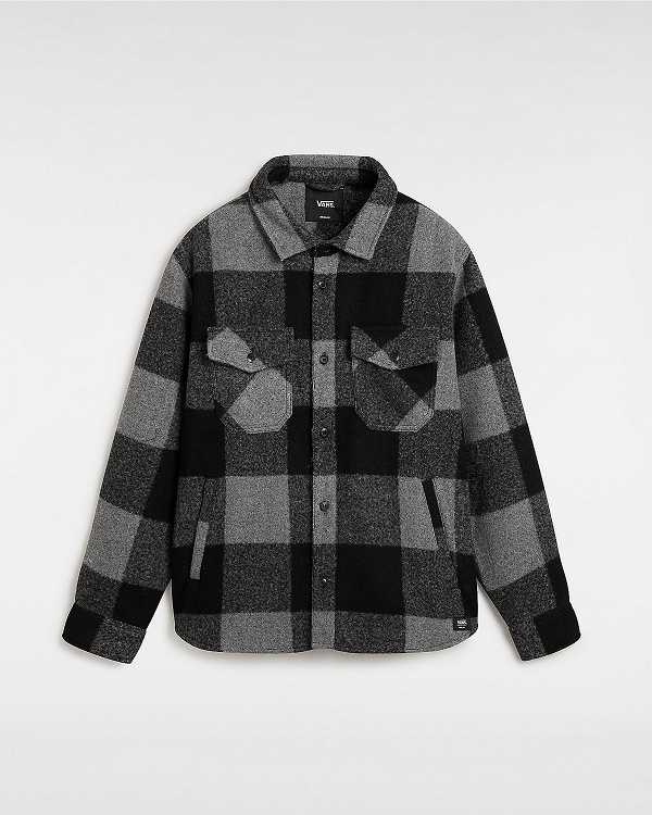 Black Men Vans Denby Fuzzy Shacket Shirts Canada | VN2093164