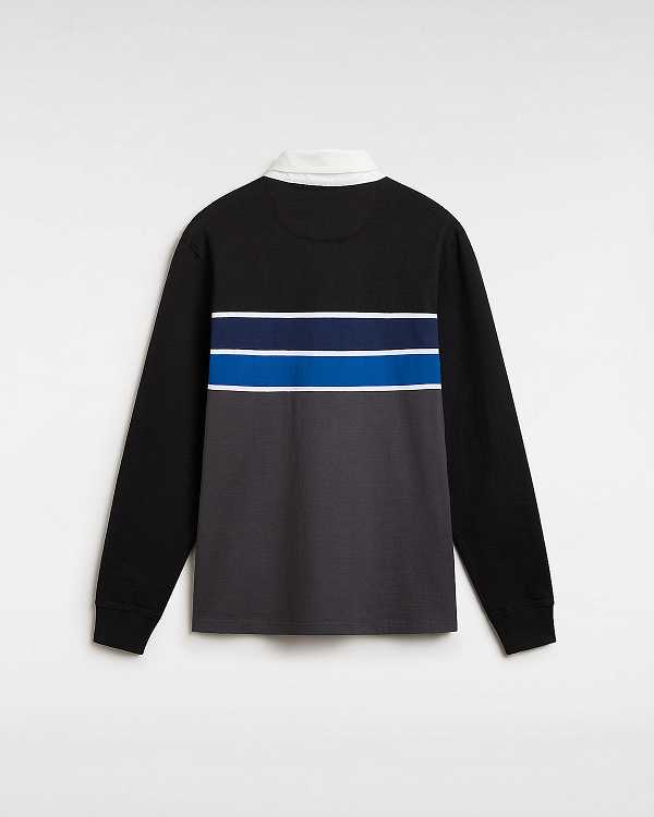 Black Men Vans Harrison Rugby Long Sleeve Knit Sweater Canada | VN1039274