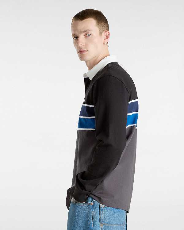 Black Men Vans Harrison Rugby Long Sleeve Knit Sweater Canada | VN1039274