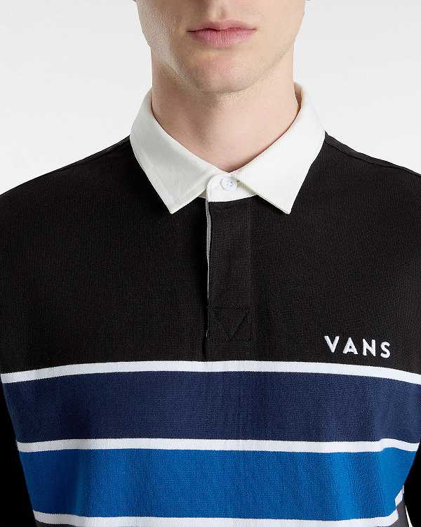 Black Men Vans Harrison Rugby Long Sleeve Knit Sweater Canada | VN1039274