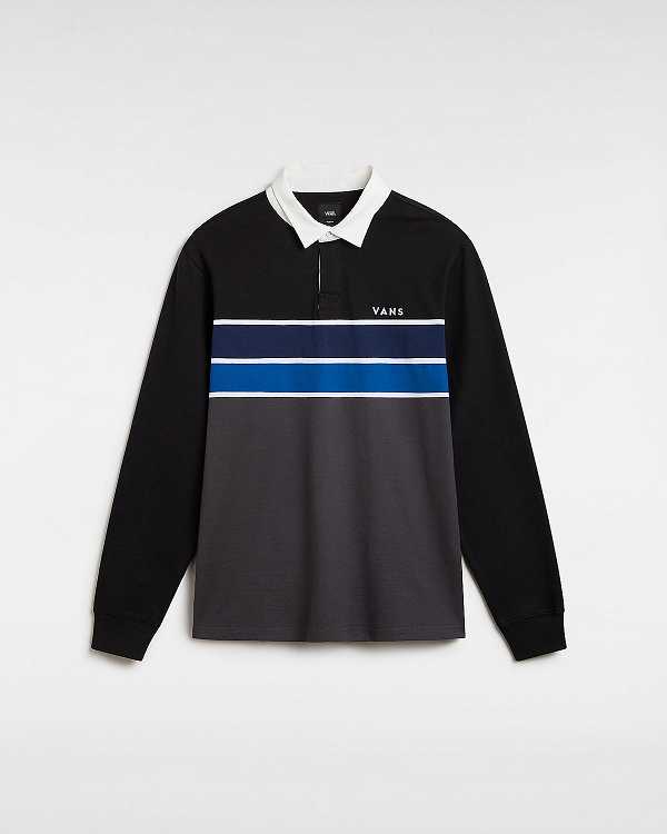 Black Men Vans Harrison Rugby Long Sleeve Knit Sweater Canada | VN1039274