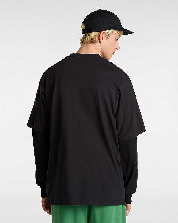 Black Men Vans Left Chest Embroidered Logo T Shirts Canada | VN5324807