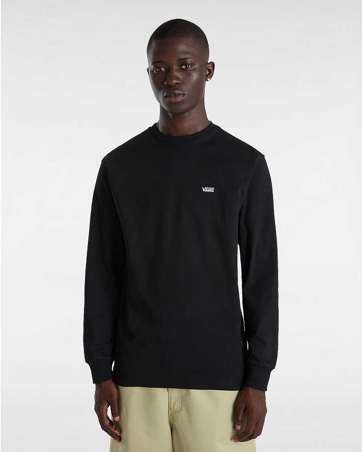 Black Men Vans Left Chest Hit Long Sleeve T Shirts Canada | VN1658402